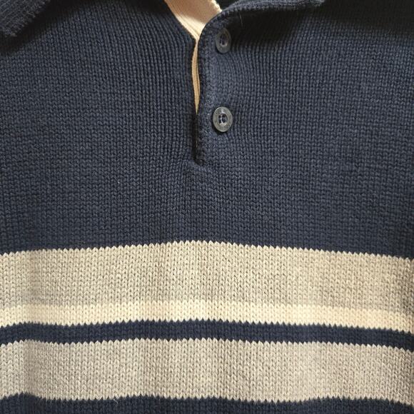 Bill Blass Men Vintage 90s Y2K Preppy Retro Grandpa Knit Polo Striped Sweater L - Picture 4 of 10